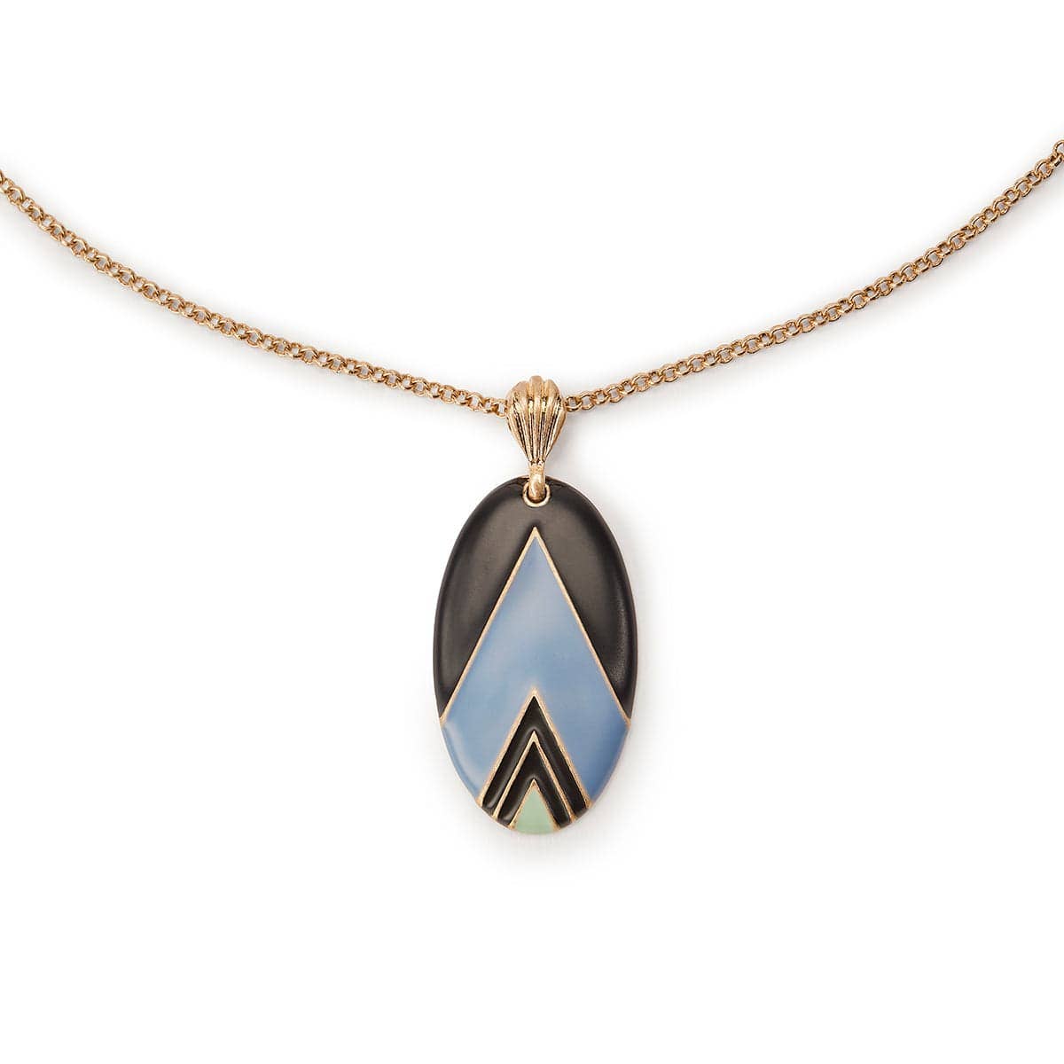Lovett Necklace - Oval Vintage Deco Artwork