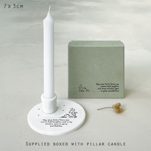 East of India - Porcelain Candle holder - May your home know joy