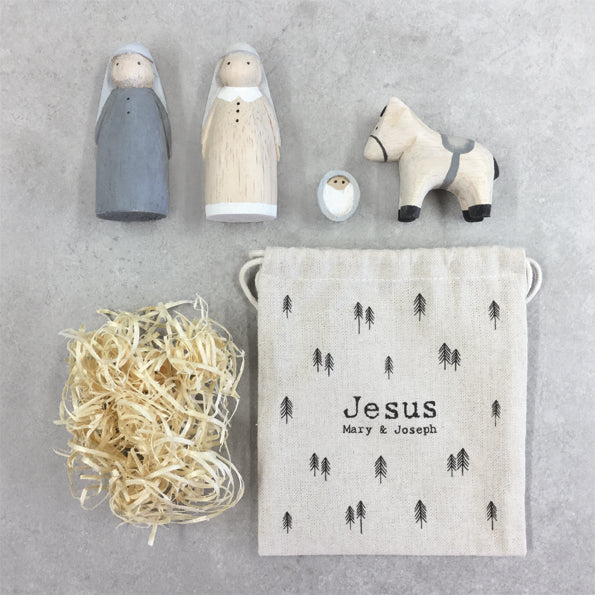 East of India Christmas - Nativity Bag set of Jesus, Mary & Joseph