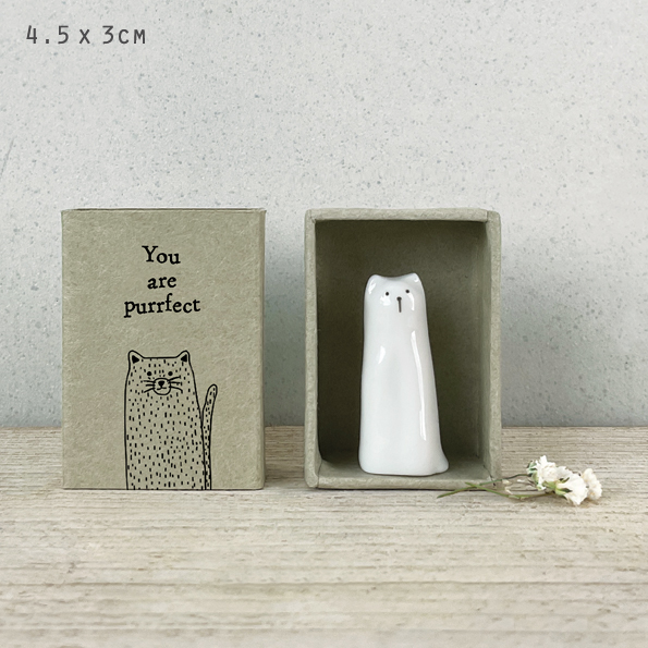 East of India - Porcelain Tall Matchbox Sentiments - Cat