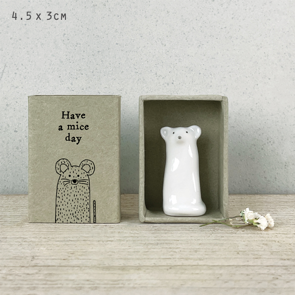 East of India - Porcelain Tall Matchbox Sentiments - Mouse