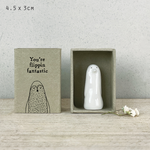 East of India - Porcelain Tall Matchbox Sentiments - Penguin