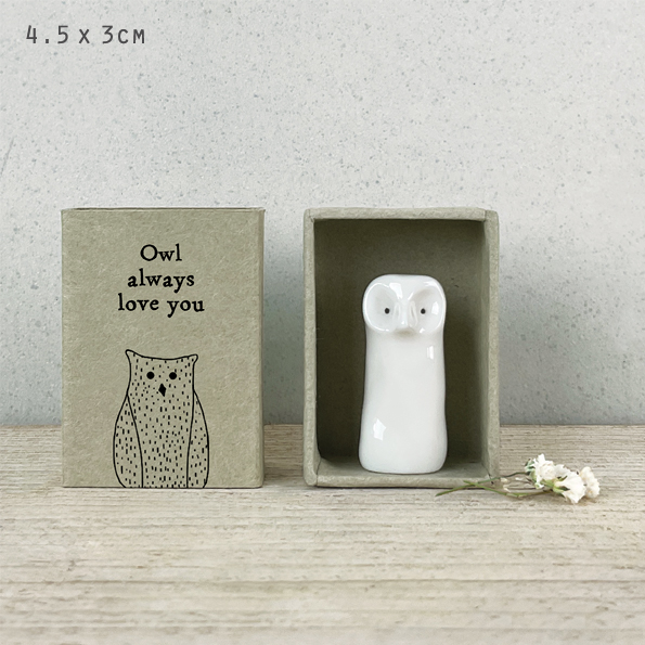 East of India - Porcelain Tall Matchbox Sentiments - Owl