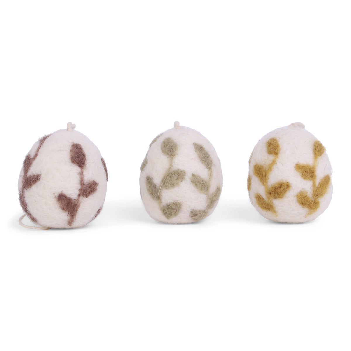 Gry & Sif Easter - Felt Eggs with Embroidery Leaves - Set of 3