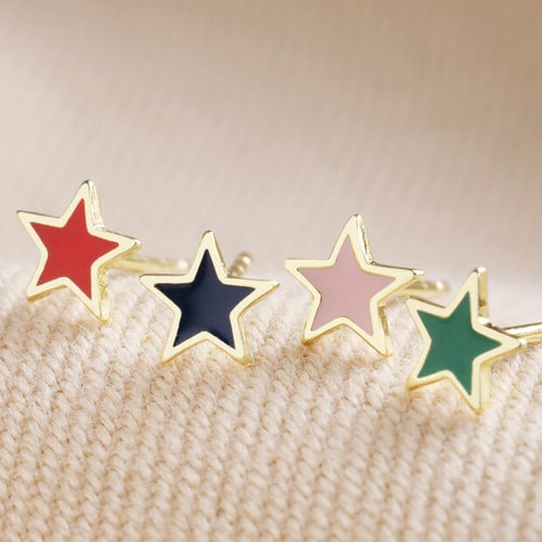 Lisa Angel Earrings - Set of 4 Colourful Enamel Star Studs