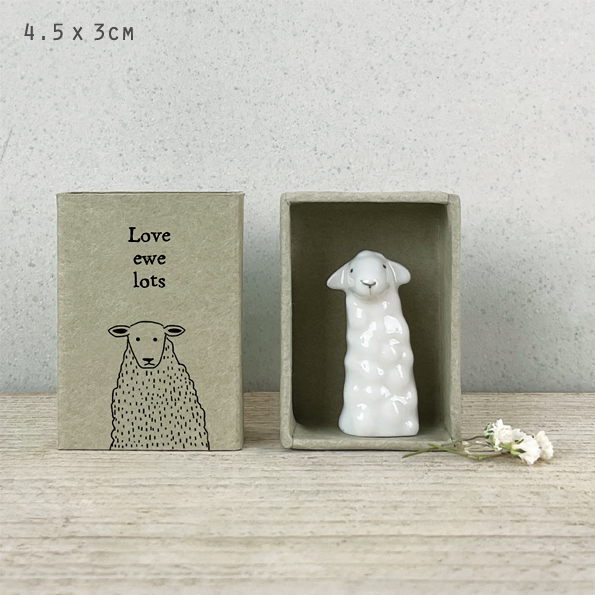 East of India - Porcelain Tall Matchbox Sentiments - Sheep