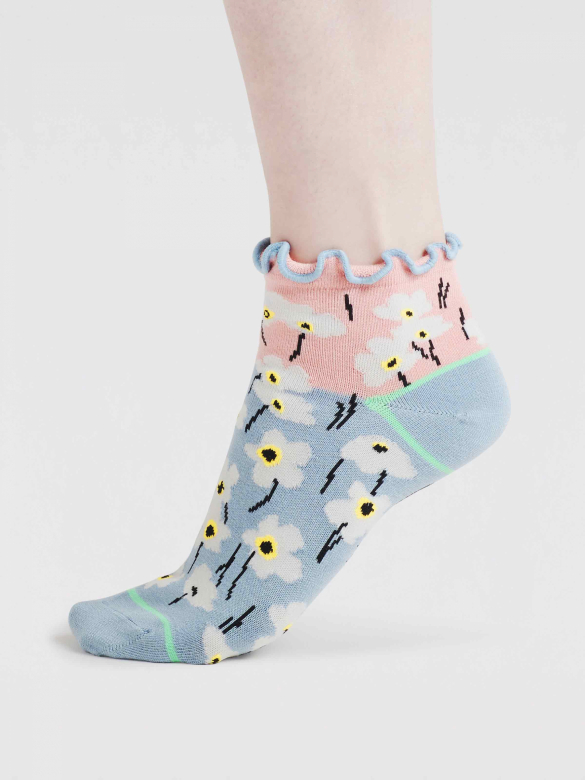 Thought Ladies Socks - Bamboo Elora Floral Frill Ankle Socks