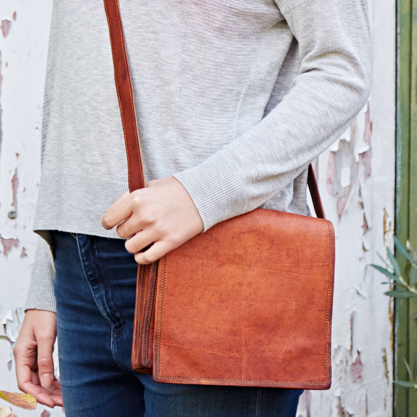 Paper High - Leather Messenger Bag - Small