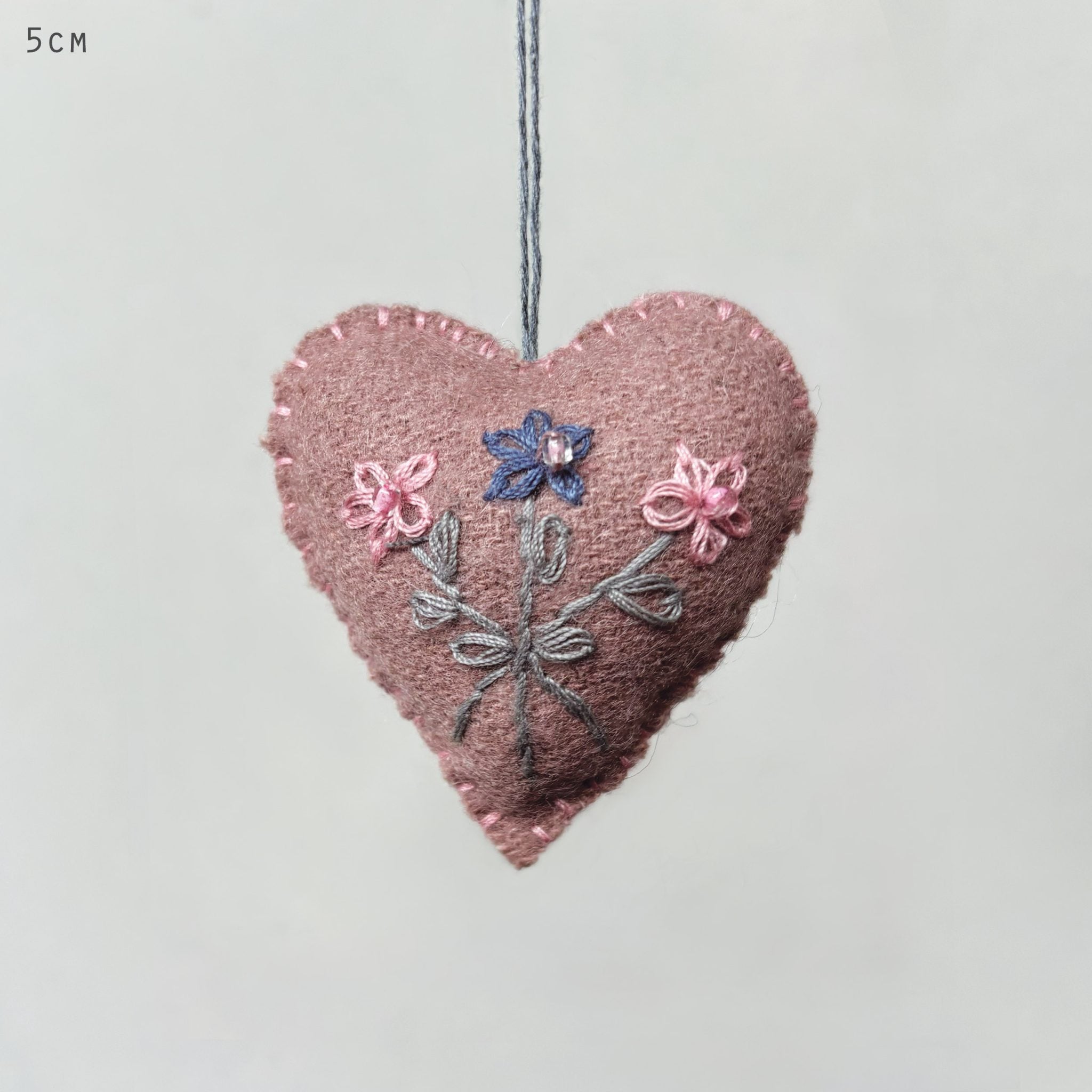 East of India Felt - Embroidered Floral Hearts