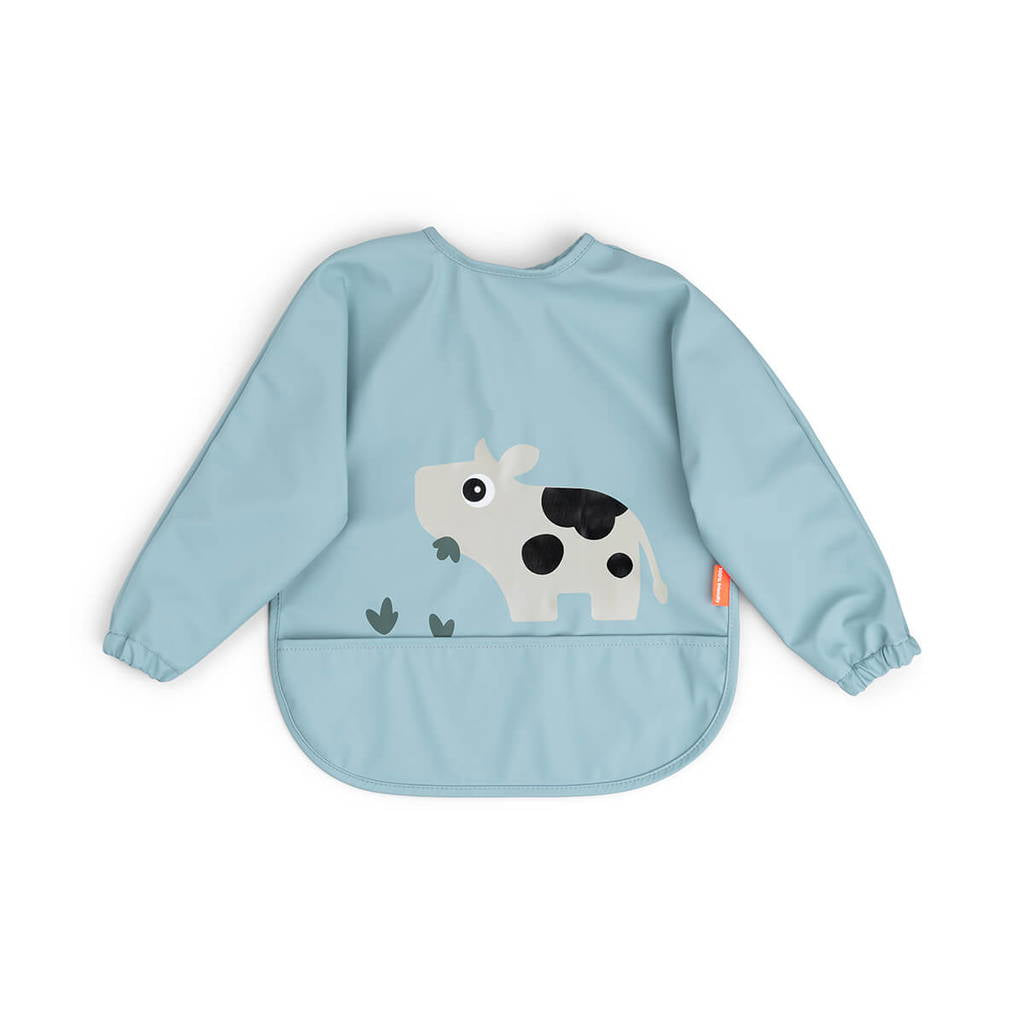 Done by Deer Eating - Sleeved Pocket Bib - Tiny Farm Blue
