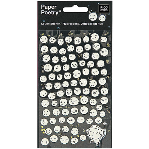 Paper Poetry Stickers - Glow in the Dark Moon Faces