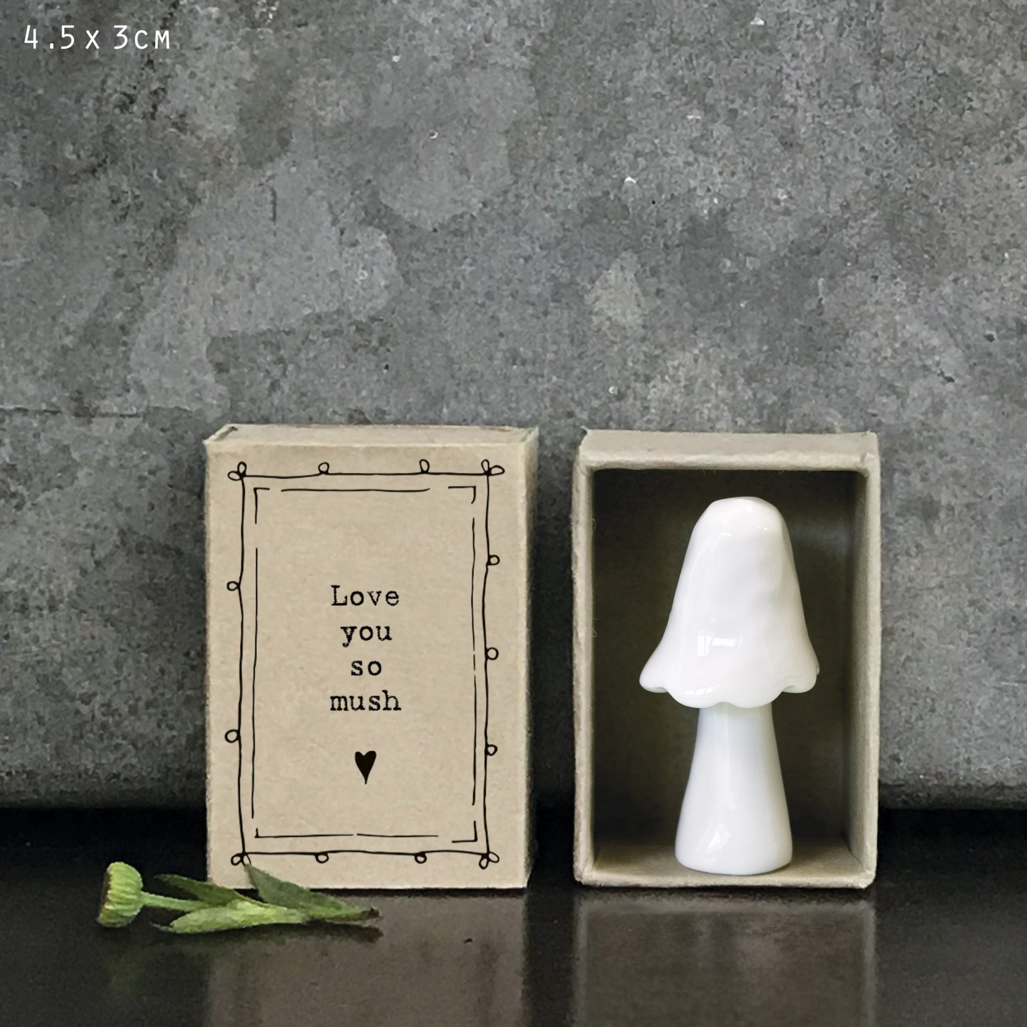 East of India - Porcelain Matchbox Sentiments - Mushroom Love You