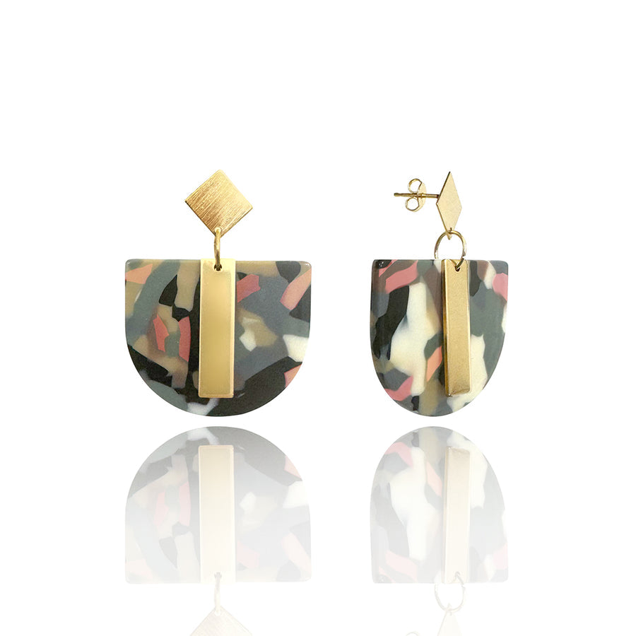 Scribble & Stone Earrings - 14kt GoldFill Sunfleck Statement Earrings