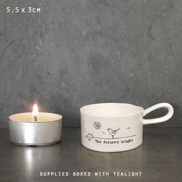 East of India - Porcelain Tea Light Holder - The Future’s Bright