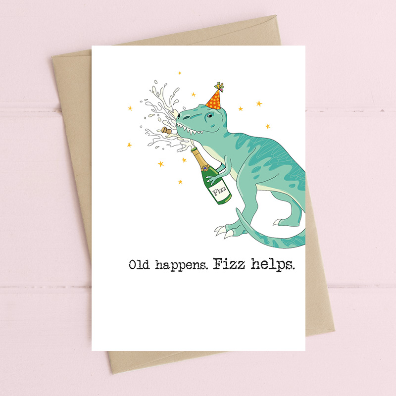 Dandelion Card - Old Happens. Fizz Helps (Dinosaure)