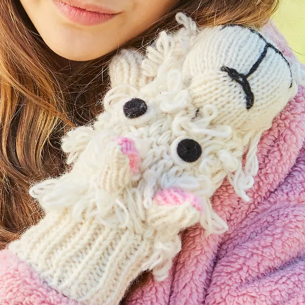 Pachamama Kids Knitted Animal Mittens - Sheep