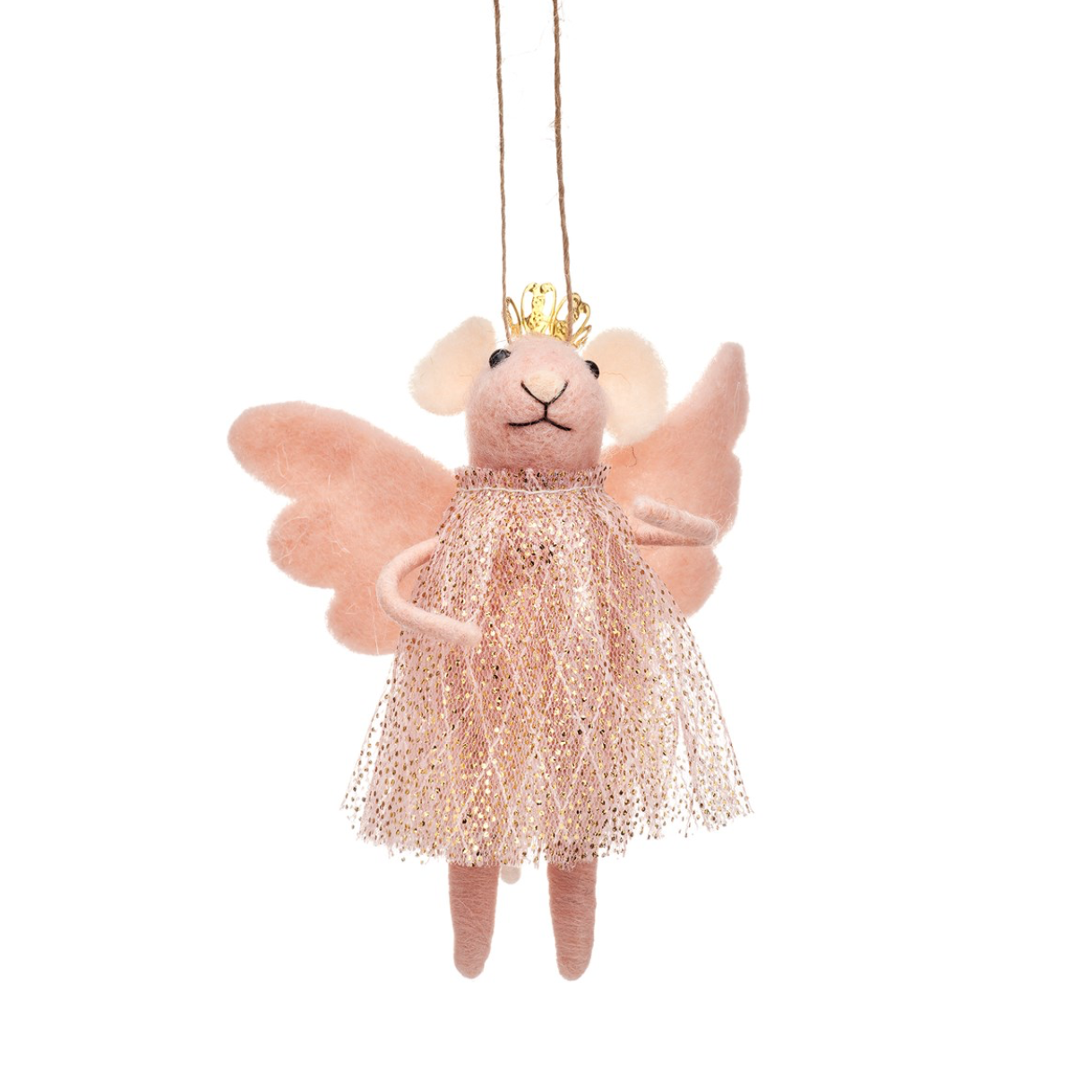 Sass & Belle Christmas Bauble - Felt Pink Fairy Princess Mouse