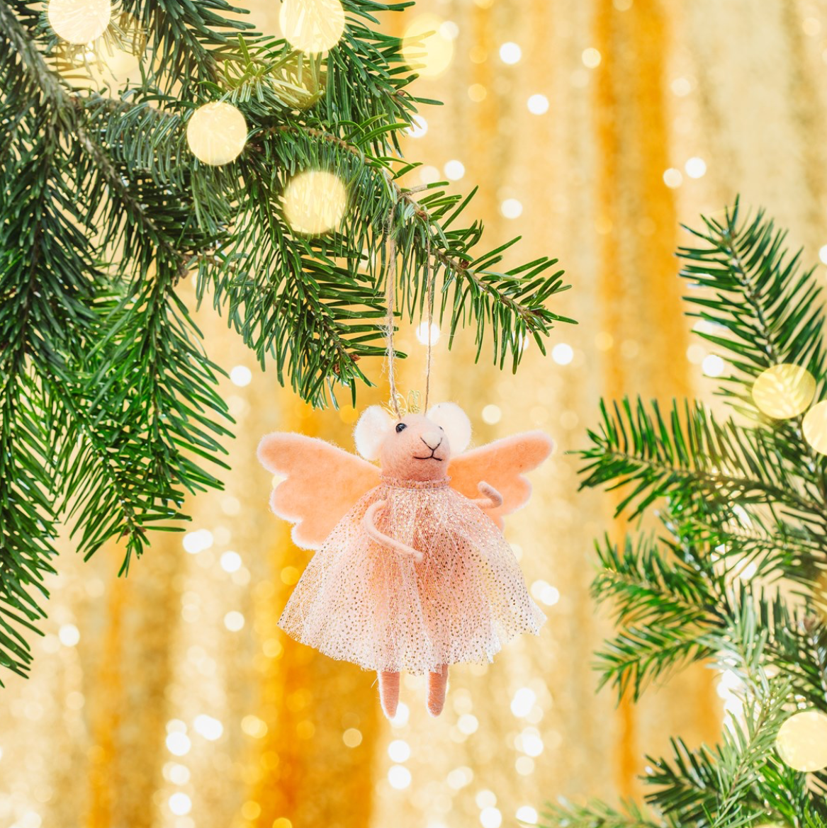 Sass & Belle Christmas Bauble - Felt Pink Fairy Princess Mouse
