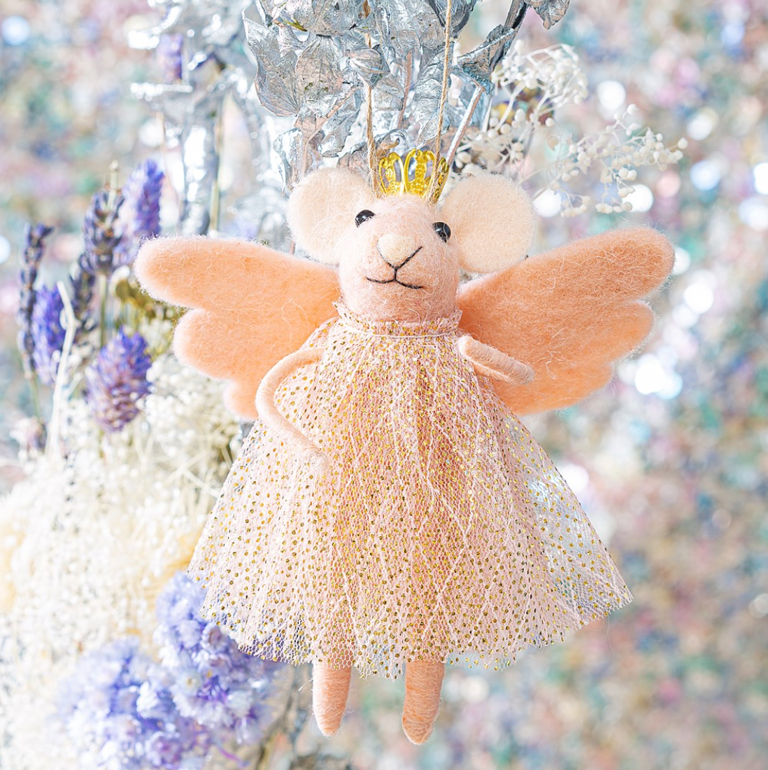 Sass & Belle Christmas Bauble - Felt Pink Fairy Princess Mouse