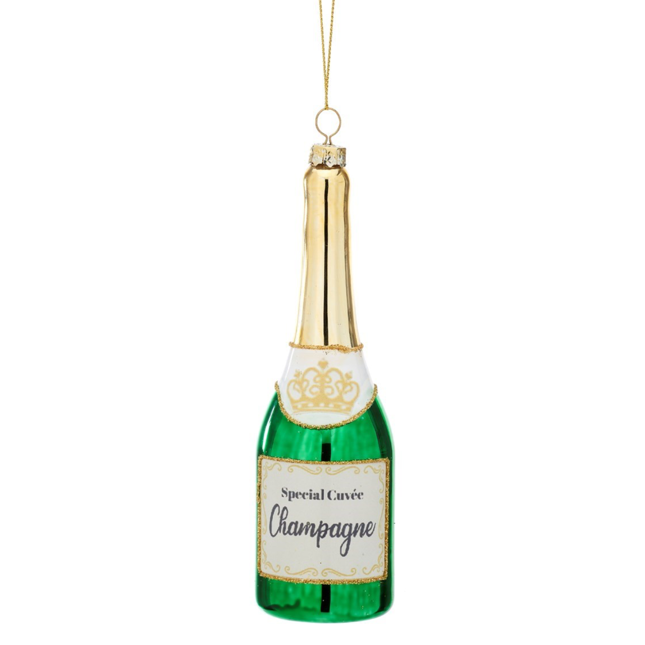 Sass & Belle Christmas Bauble - Glass Champagne Bottle