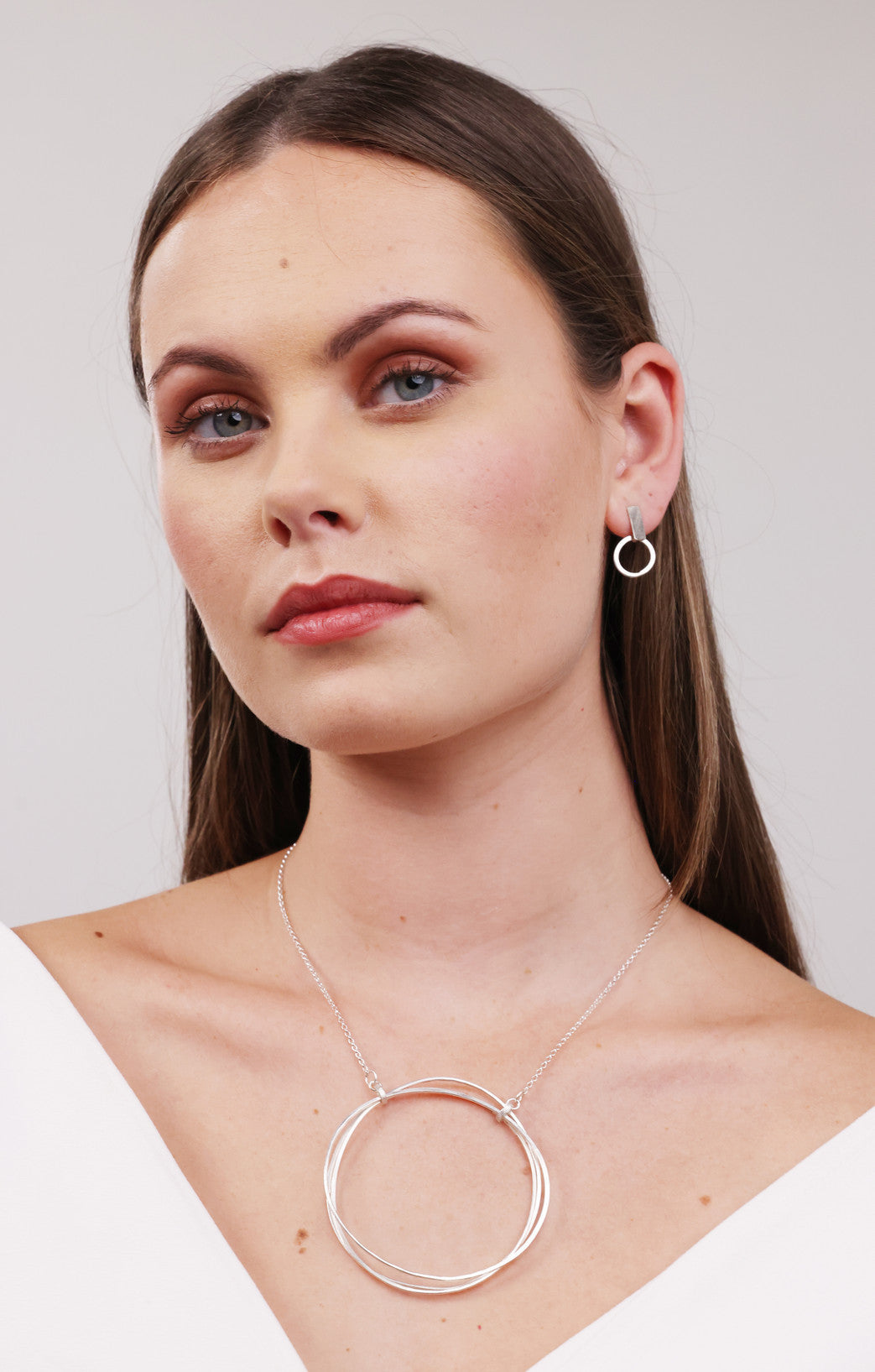 Lynsey de Burca Necklace - Unhewn Silver Large Triple Circle