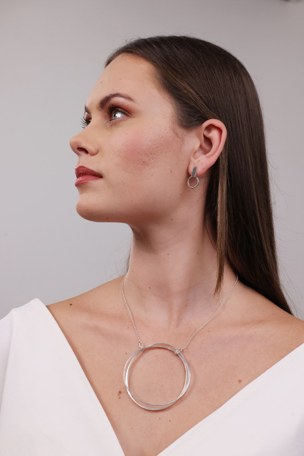 Lynsey de Burca Necklace - Unhewn Silver Large Triple Circle