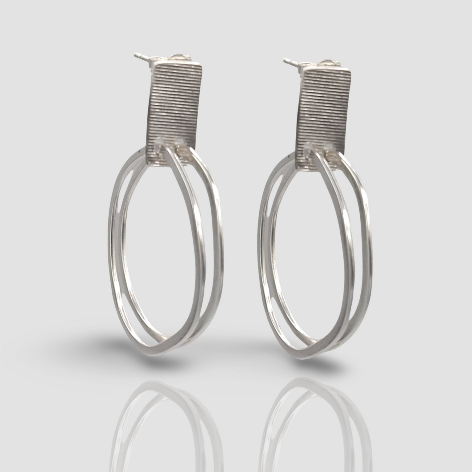 Lynsey de Burca Earrings - Unhewn Silver Double Drops
