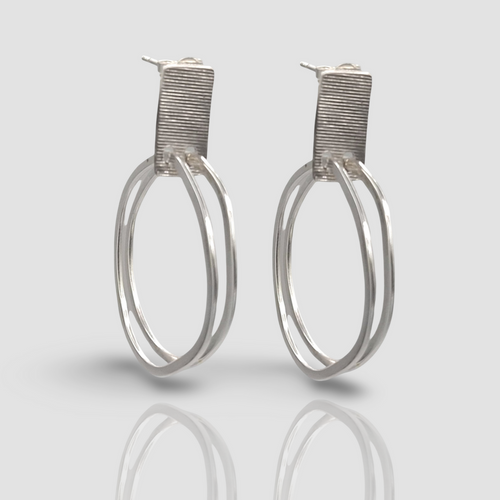 Lynsey de Burca Earrings - Unhewn Silver Double Drops