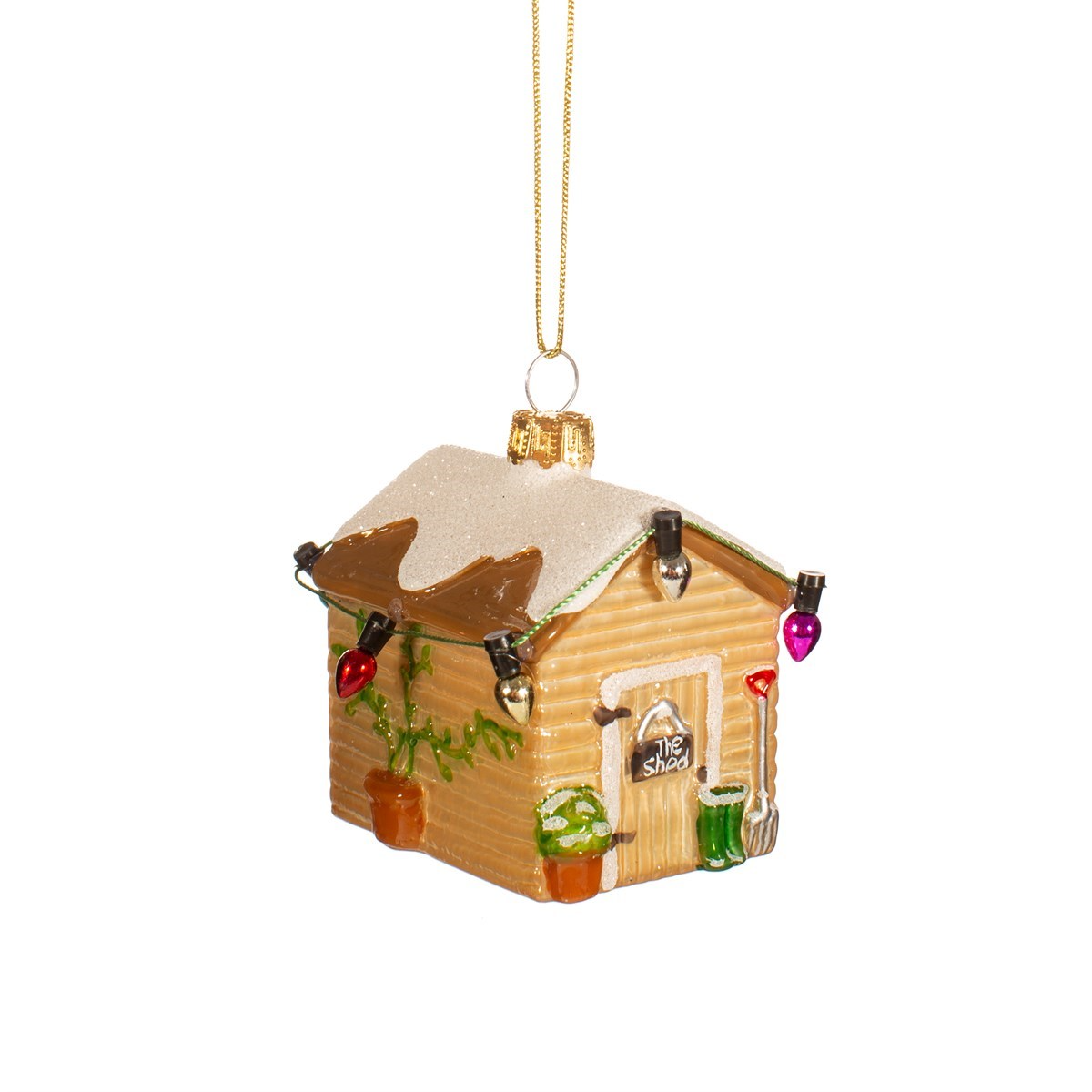 Sass & Belle Christmas Bauble - Glass Mini Shed