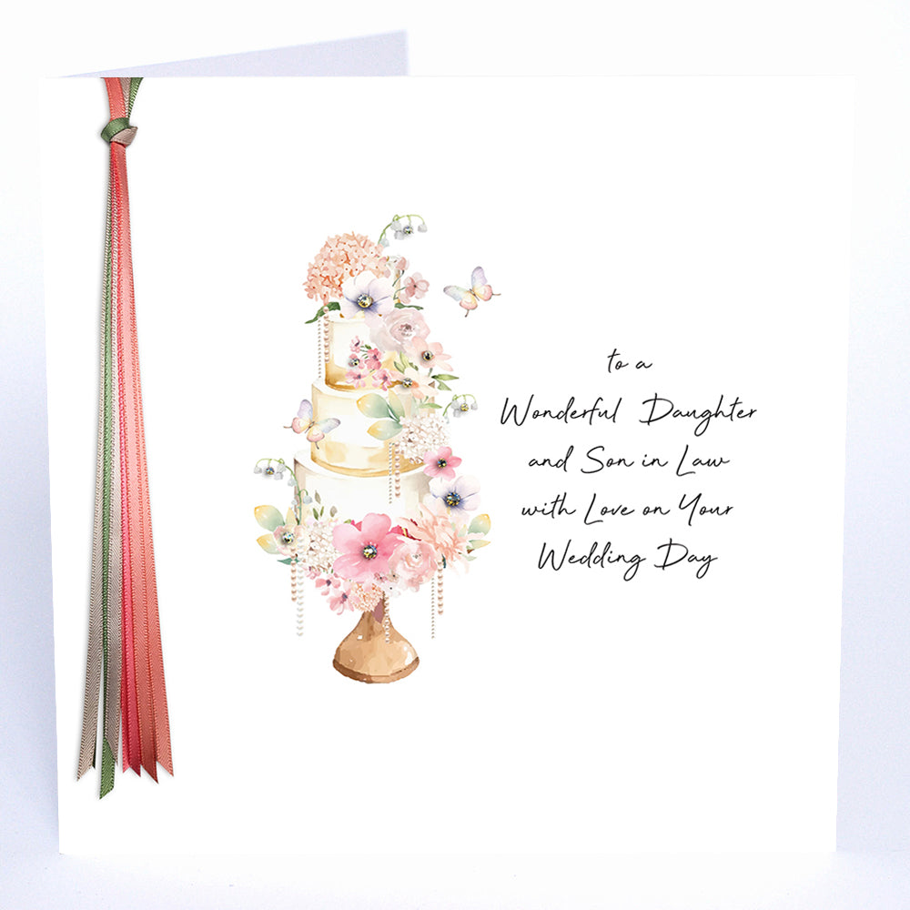 Luxury Extra Large Card - To a Wonderful Daughter & Son in Law on Your Wedding Day