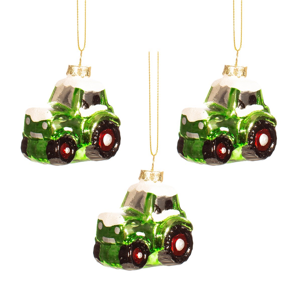 Sass & Belle Christmas Bauble - Glass Tractor Set