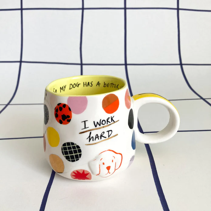 Disaster Designs Ceramics - Small Talk I Work Hard Cup