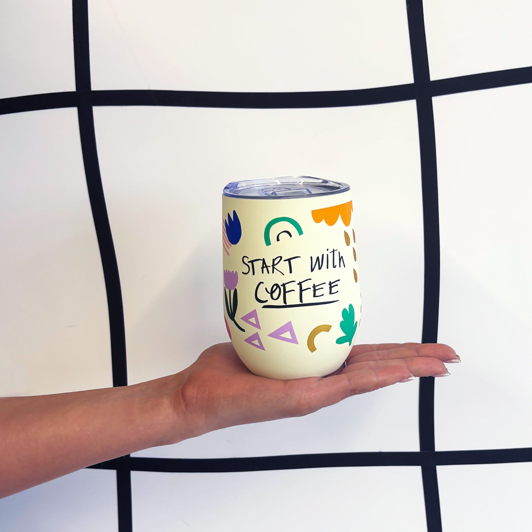 Disaster Designs Eco Travel Mug - Small Talk 'Start with Coffee'