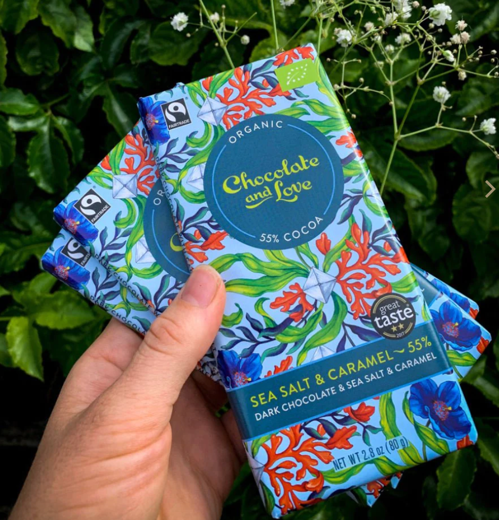 Chocolate & Love - Dark Chocolate Bar With Caramel & Sea Salt 80g Bar
