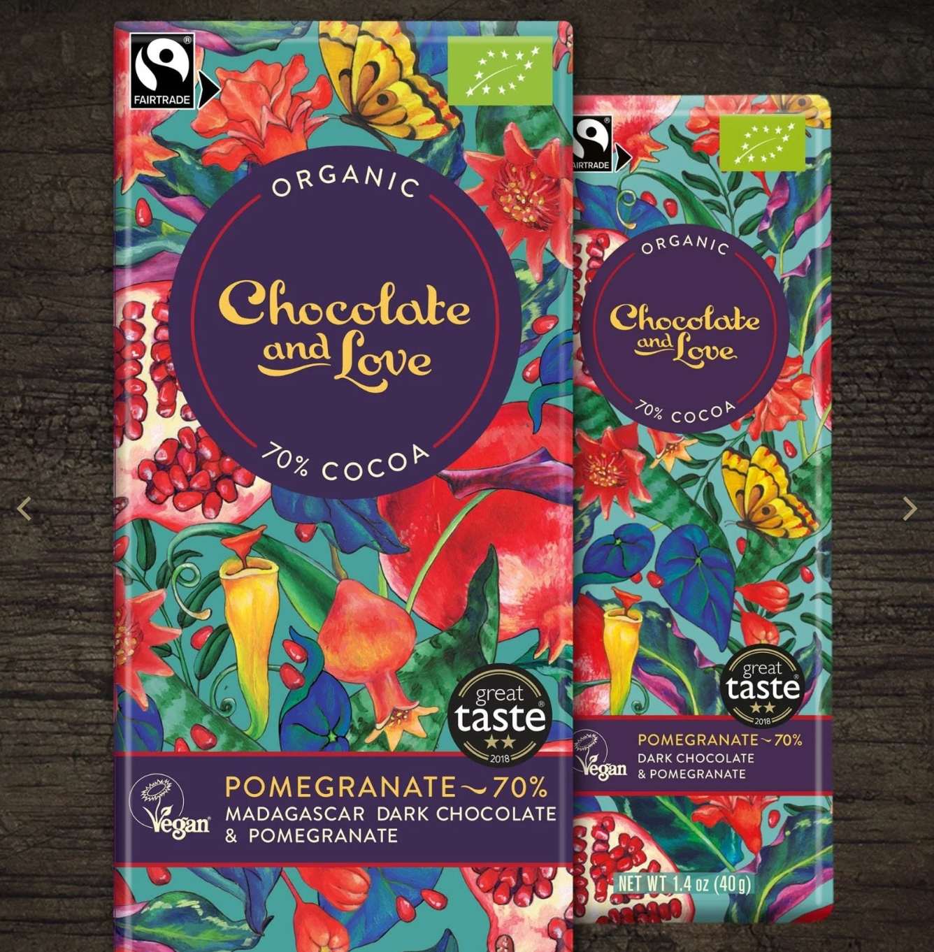 Chocolate & Love - Dark Chocolate w/Pomegranate (Org)