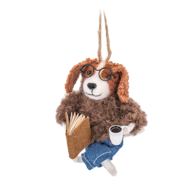 Sass & Belle Christmas Bauble - Felt Relaxing Dog