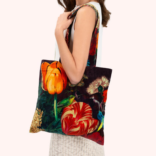Powder Bag - Velvet Tote - Opulent Florals