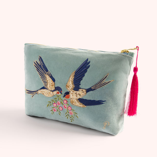 Powder Zip Pouch - Swooping Swallows