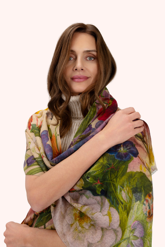 Powder Scarf - Autumn Posy Wool Wrap Scarf