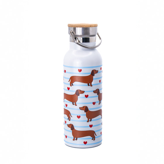 Sass & Belle Water Bottle - Sausage Dog Metal Water Bottle