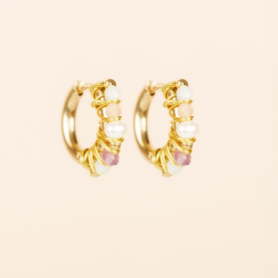 My Heritage Earrings - Beaded Hoops 12mm Single Row