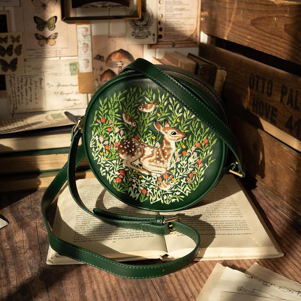 Fable Bag - Chloe Giordani Fawn Embroidered Round Saddle Bag