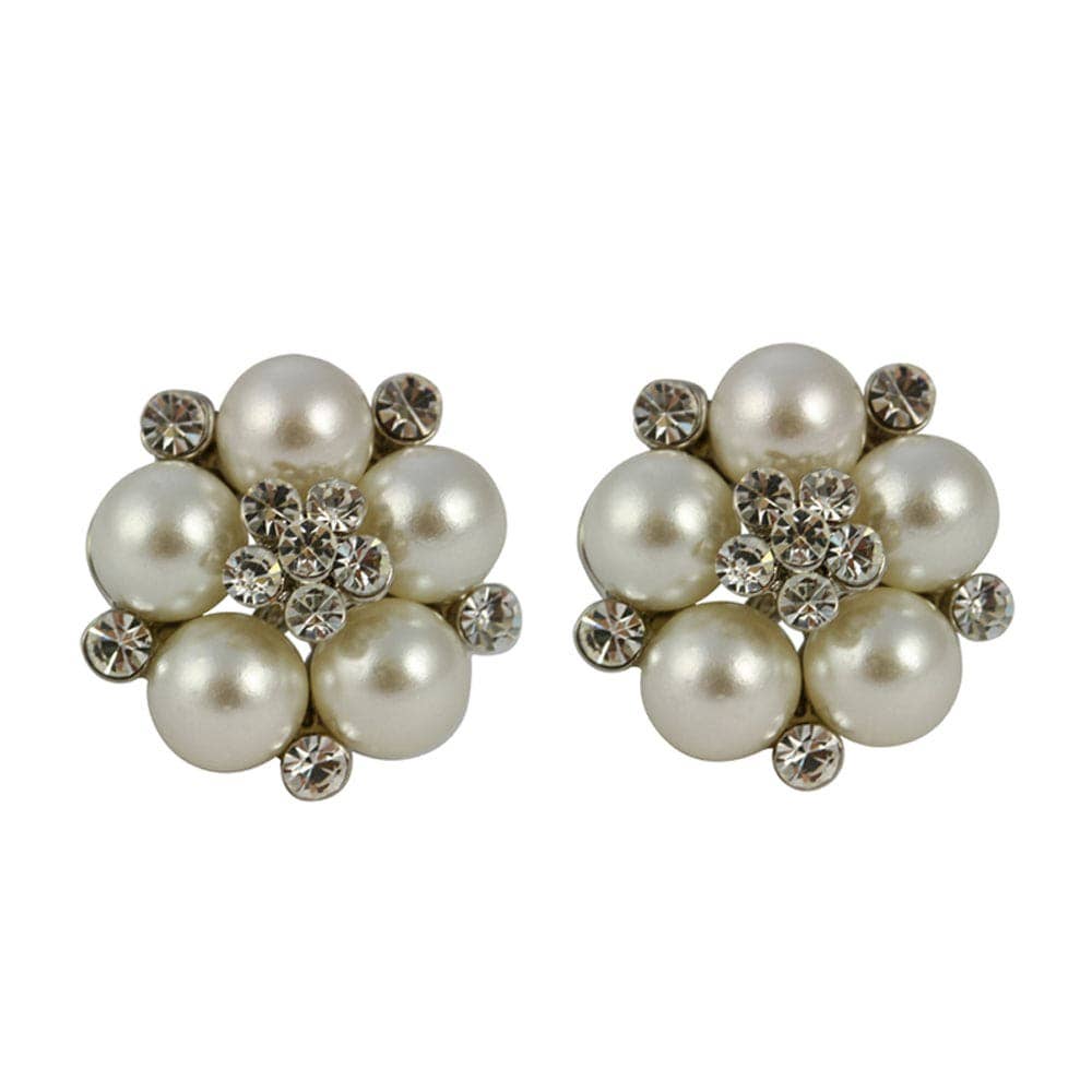 Lovett Clip on Earrings - 1950s Style Pearl and Diamante