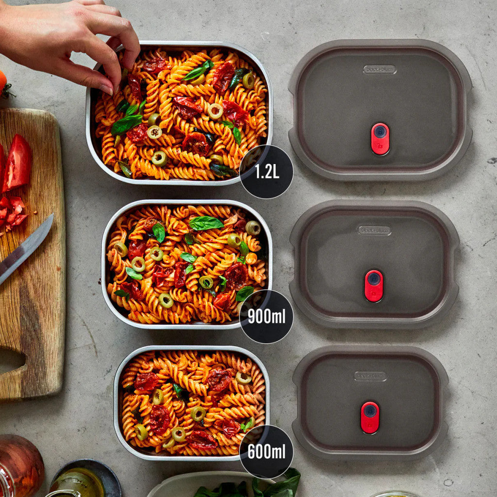 Black & Blum - Steel Lunchbox - Grey + Red
