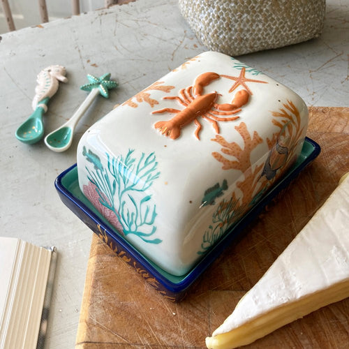 Disaster Designs Ceramics - Coral Lobster Butter Dish