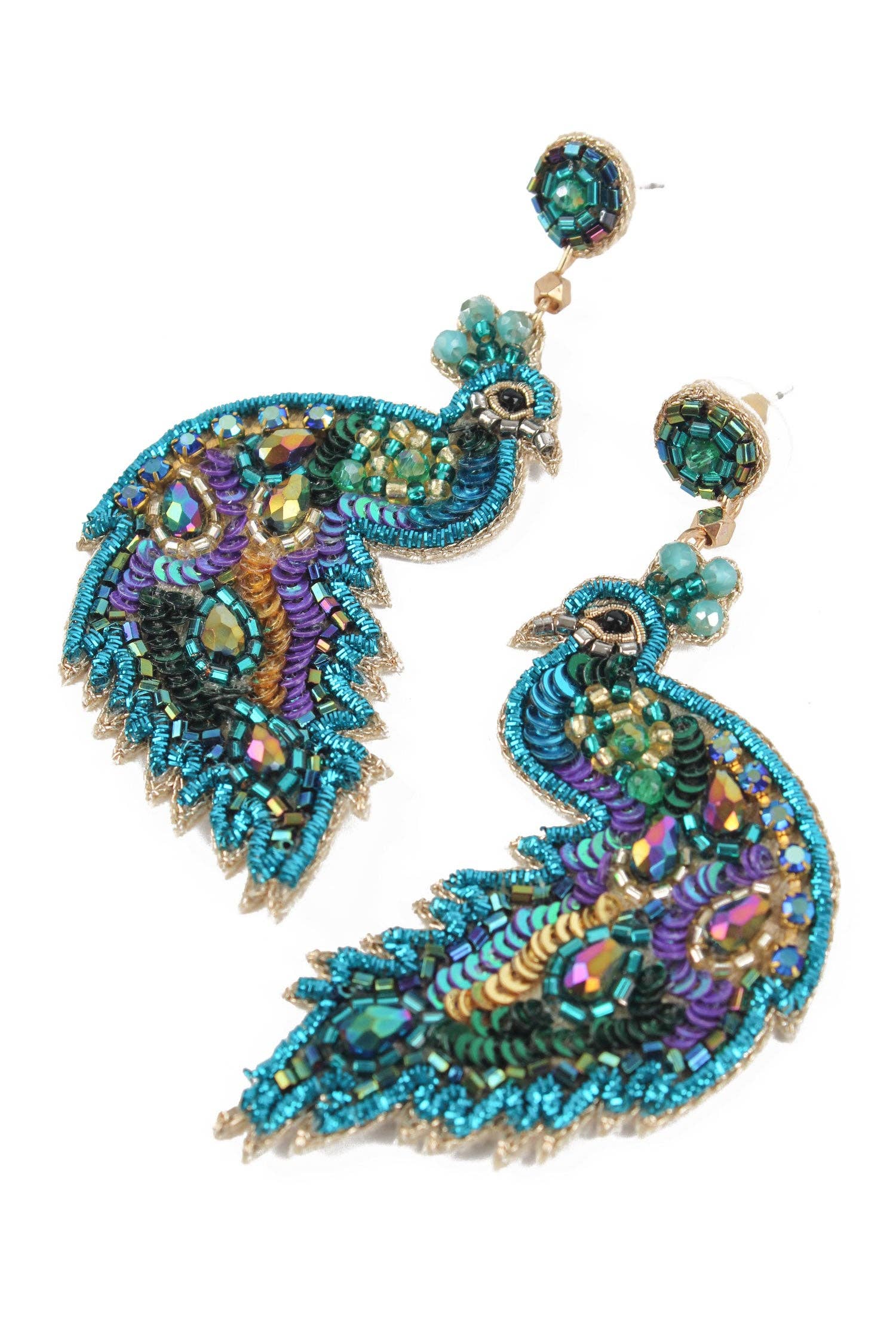 My Doris Earrings - Beaded Peacock
