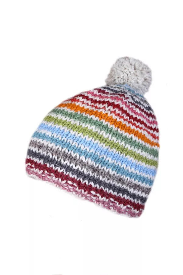 Pachamama Knitted Bobble Beanie - Hoxton Stripe