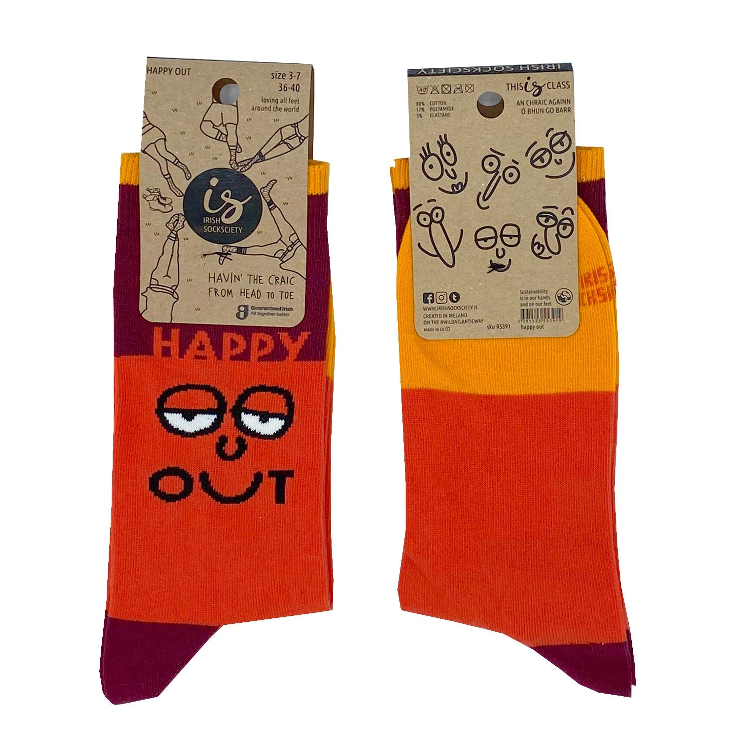 Irish Socksciety Socks - Happy Out Faceen