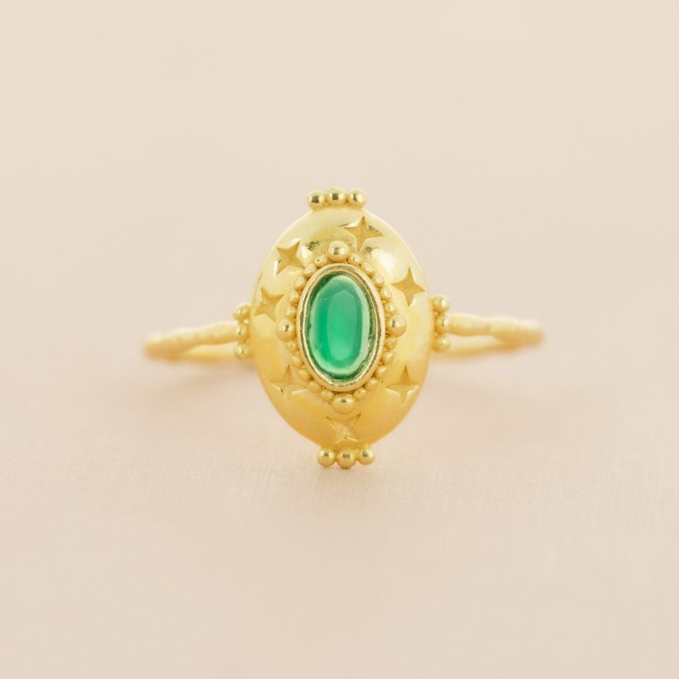 Muja Juma Ring - Green Agate Dione