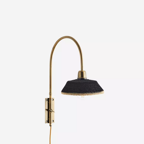 Madam Stoltz Light - Iron Wall Lamp with Grass Shade